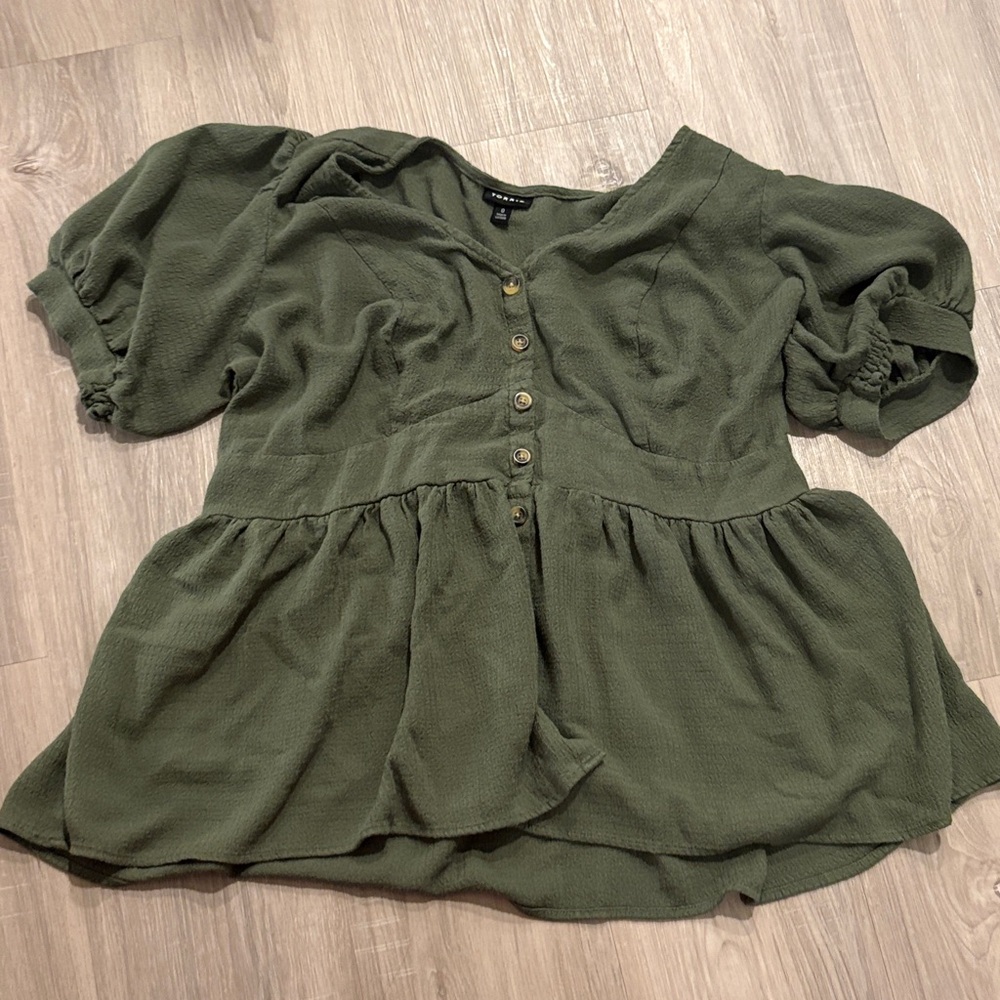 Torrid Olive Green Peplum Blouse